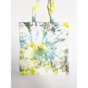 Cotton Tie Dye Beach Grocery Tote Bag Yellow Blue Gray Lightweight Size Medium